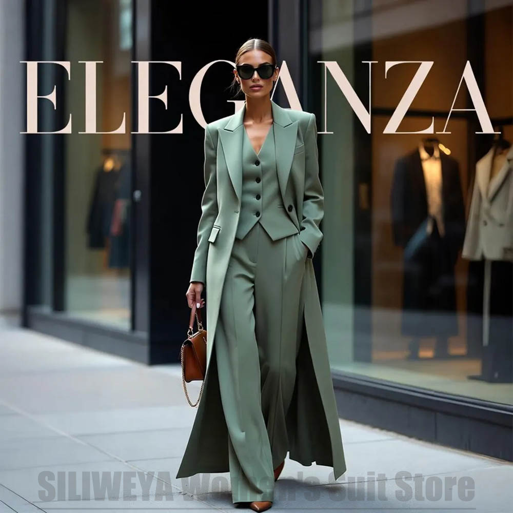 Women Formal Wear Blazer Set - Элегантный женский костюм-тройка: пиджак с острыми