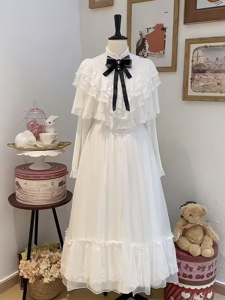 Woman Formal Wear - Японское кружевное платье с коротким рукавом