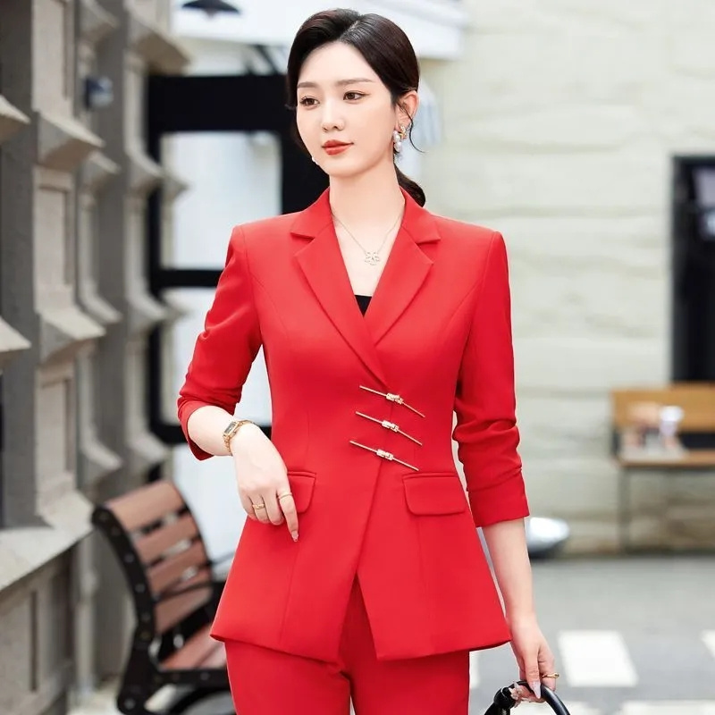 2025 модный белый, красный, че – обзор и цена Women Formal Wear Blazer Set