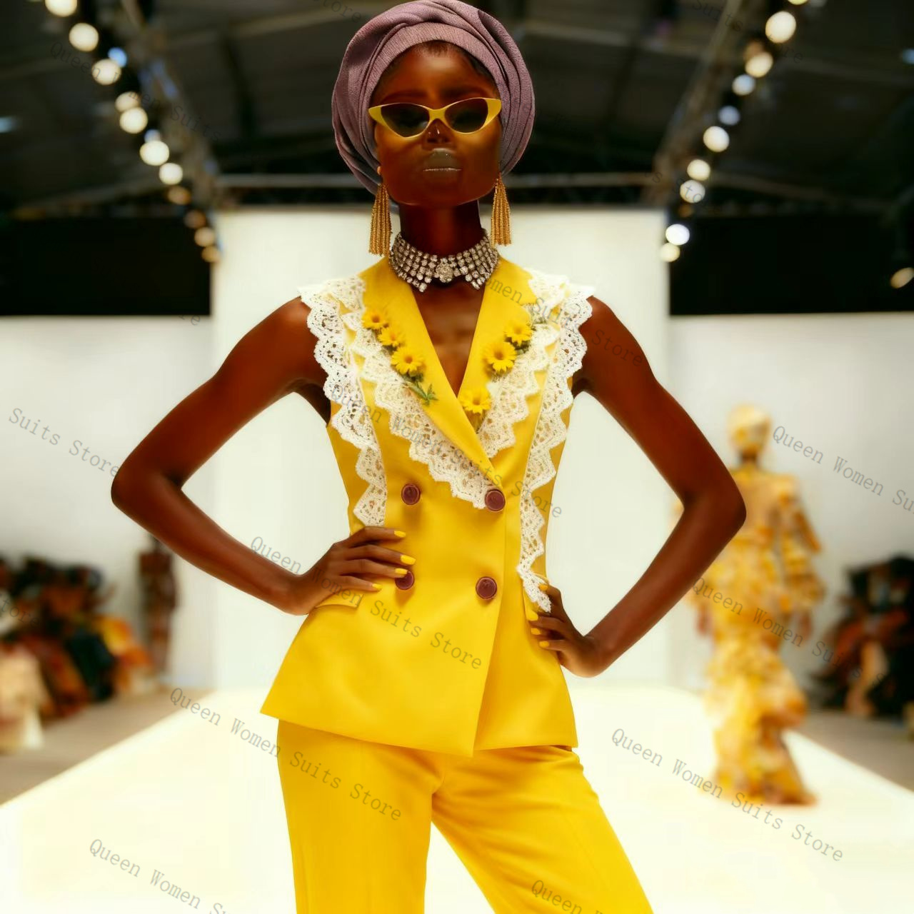 Желто-белый кружевной женский  – обзор и цена Yellow Formal Wear Women